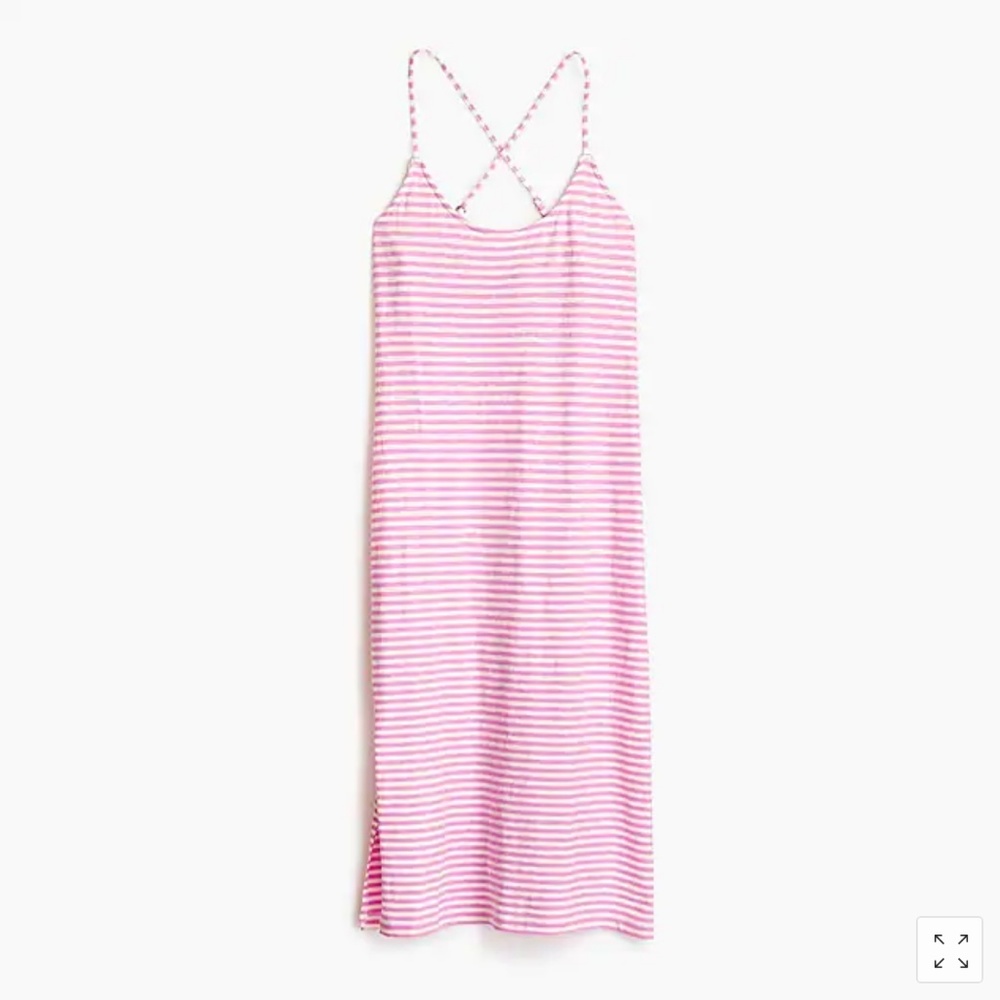 NWT J.Crew Strappy Pink & White Striped Midi Dress